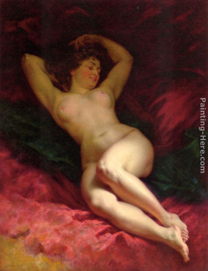 Nu sur drape rouge painting - Louis Beroud Nu sur drape rouge art painting